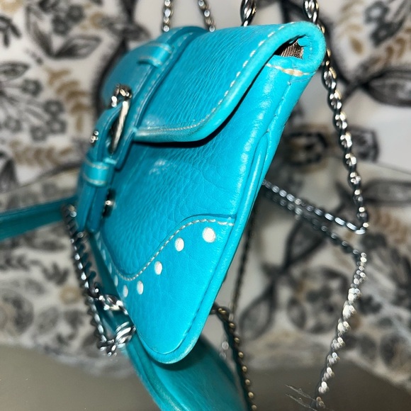 Coach Women’s Leather Buckle Flap Wristlet, Blue - Picture 7 of 16